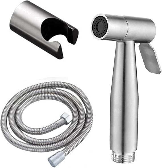 3 Pcs Handheld Bidet Attachment for Toilet UK Set - Premium Bidet Sprayer, Stainless Steel Handheld Douche Sprayer with 1.5M Hose and Valve Adapter,