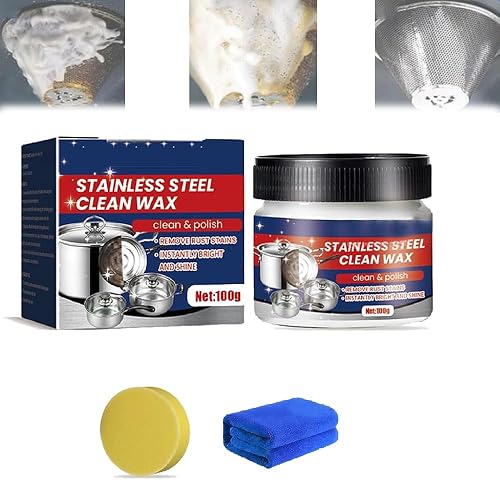 Stainless Steel Clean Wax,Magical Nano-Technology Stainless Steel Cleaning Paste,stainless steel Scratch Remover for Appliances for Oven, Sink, Fridge & Cookware (1PCS)