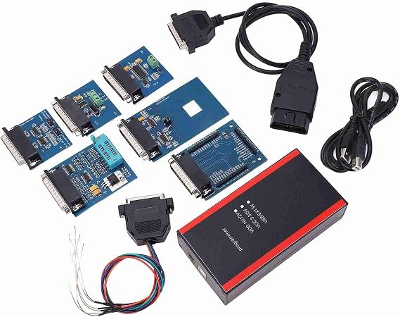 Akozon IPROG Pro Programmer Kit with Full Adapters Multifunction Programming Tool for Cars Metal + Rubber Material Windows Compatible for Dashboard Radio