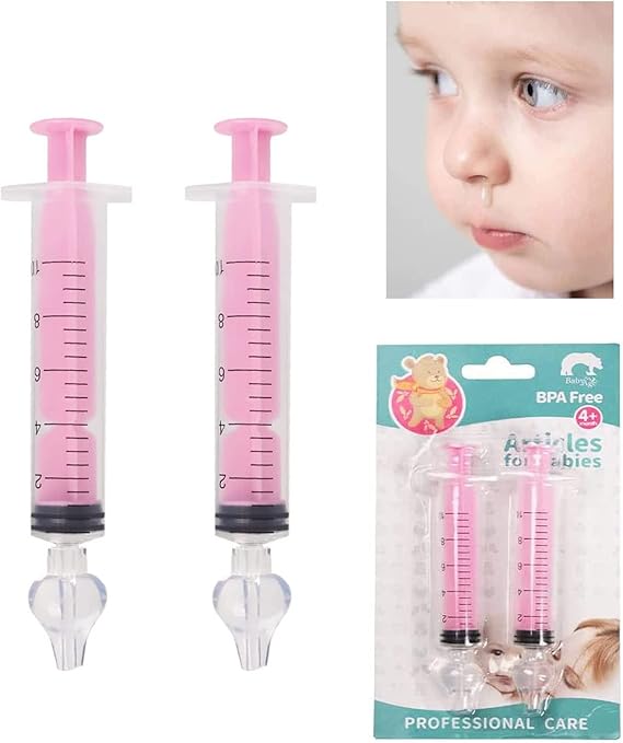 Nasal Irrigator for Baby,10ml Baby Nasal Syringe Irrigator Portable Infant Noses Cleaner Nasal Irrigation Nose Aspirator for Babys Nasal Wash Nasals Cleaner Babys Nose Rinse 2pcs (Pink)