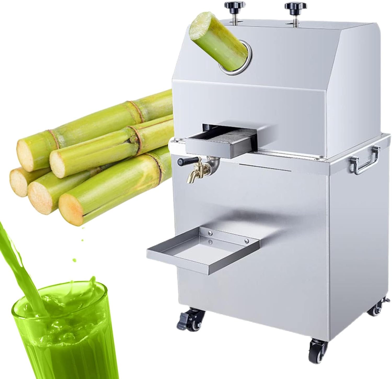 Commercial Sugarcane Juicer Machine, Electric Sugar Cane Juicers Press Squeezer, Sugarcane Juice Machine for Cuicing Sugar Cane Kumquat Citrus Ginger
