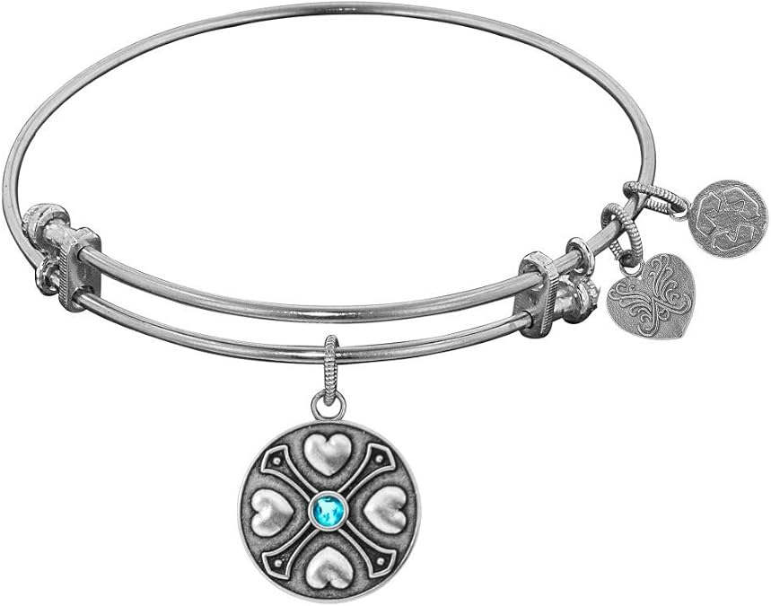 Finish Brass December Birthstone Bangle Bracelet, 7.25"