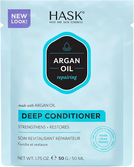 HASK Repair Argan Oil Deep Conditioner Treatment, 50ml | Argan deep conditioner, for damaged hair, repairs and restores, colour-safe, sulphate-free