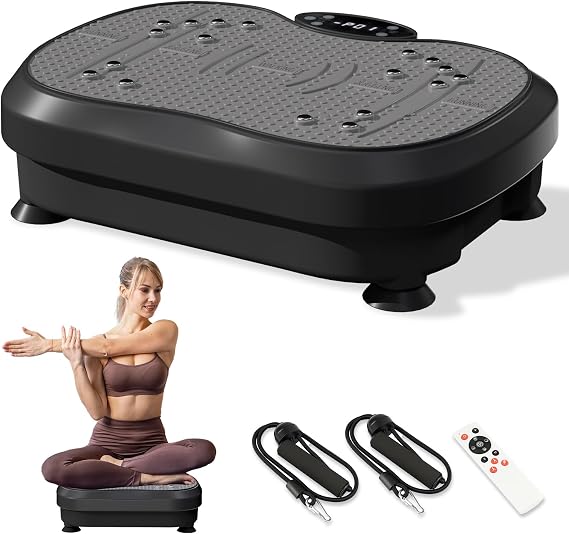 Vibration Plate Exercise Machine for Lymphatic Drainage, Whole Body Fitness Workout Equipment Stand Shake Board Sport Gym for Weight Loss Fat Burner for Women Men