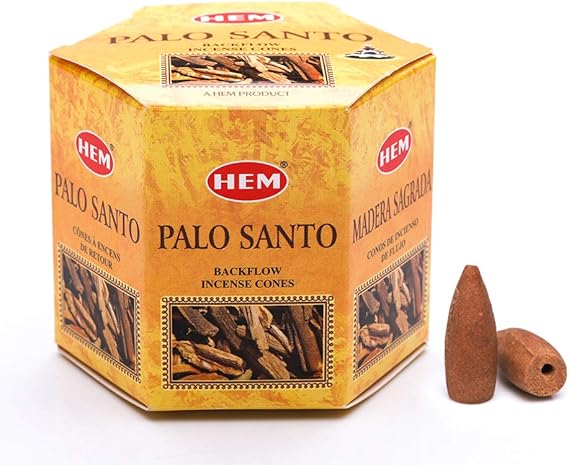 HEM Palo Santo Backflow Incense Cones 20 Aromatherapy Cones | Long Lasting 40 Min Burn(Single Cone) | for Spa, Yoga, Reiki, Meditation, Healing, Relaxation & Home Fragrance