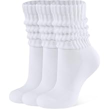 CLOSEMATE Womens Scrunch Crew Socks Retro Soft Cotton Cozy Slouchy Socks for Sneakers Boot 3 Pairs