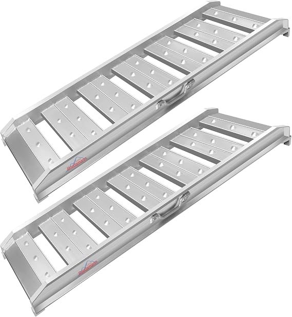 Ruedamann 4Ft Truck Ramps, 2 Pcs 4400 Lbs Total Capacity, Aluminum Trailer Ramp, Heavy-Duty ATV Ramps for Pickup Trucks, UTVs, Motorcycles, Lawn Mowers, Golf Carts