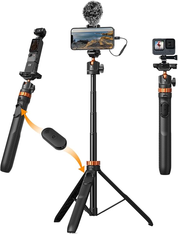 K&F CONCEPT 62'' Phone Selfie Stick Tripod