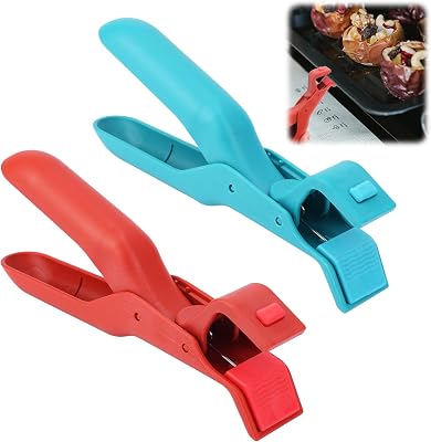 2pcs Anti-Scald Bowl Holder Clips, Silicone Insulation Clip Anti-Scalding Anti-Slip Bowl Clip Pan Gripper Multifunctional Hot Bowl Gripper for Pots Bowls Plates Red, Blue