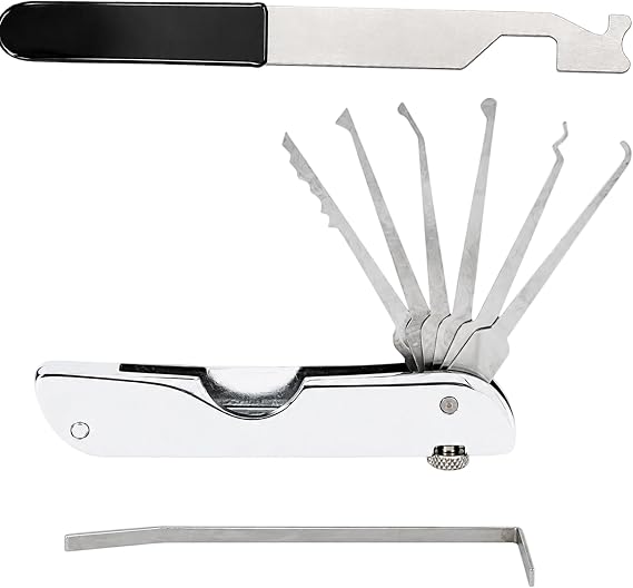 3-Piece Hand Tool Set for Lock Picking and Maintenance | Includes Black Handle Wrench, Tubular Lock Pick Tool, and Standard Wrench for Hardware Repair and Emergency Access