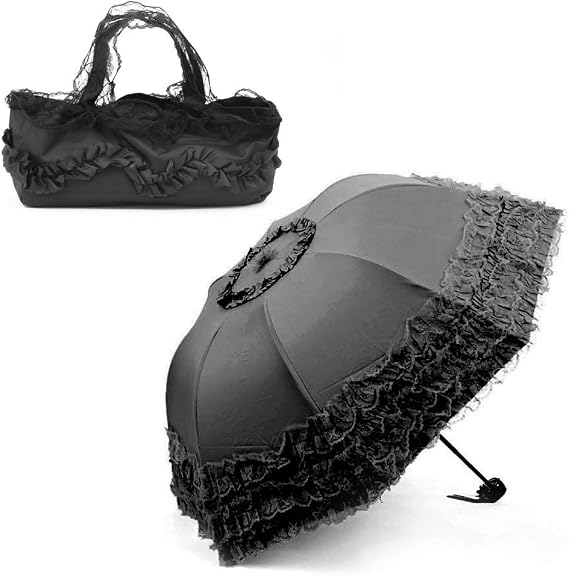 Winterworm Heart Princess Lace Windproof Folding Sunny and Rainy Umbrella Ultraviolet-Proof Anti Sun UV Protection Parasol Umbrella