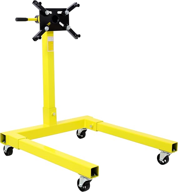 Engine Stand 1250 LBS Capacity360 Degree Adjustable Mounting Head Easy Assembly Disassembly 4 Ball-Bearing Swivel Caster Wheels Heavy-Duty Square Steel Frame