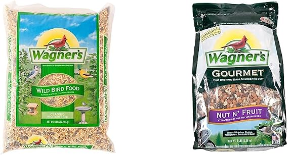 Wagner's 52003 Classic Blend Wild Bird Food, 6-Pound Bag & 82072 Gourmet Nut & Fruit Wild Bird Food, 5 Pound (Pack of 1)