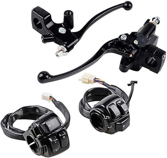 Astra Depot Handlebar Switch w/Harness + Brake Clutch Levers Compatible with Harley 19962012 Dyna Softail Sportster V-Rod 1" Handlebar, Black, All-in-One Control