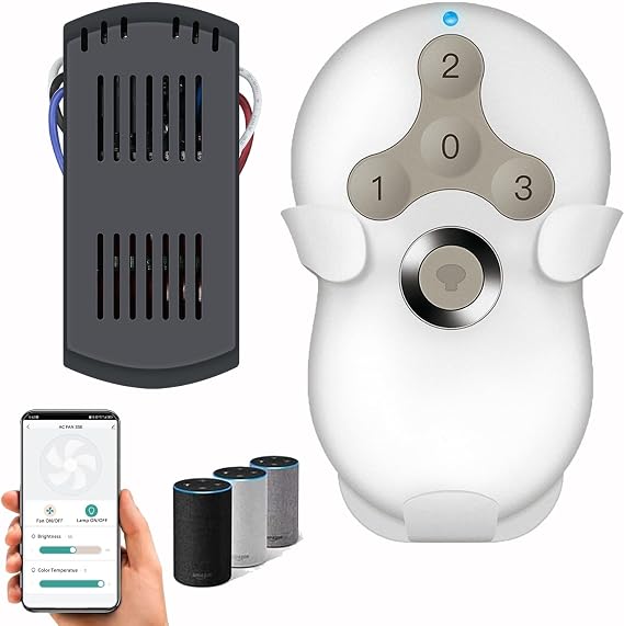Smart WiFi Universal Ceiling Fan Remote Control Kit with Learning Setting | 3- Speed Light Dimmer Controller Works with Alexa Google Phone APP Control, Compatible with Hunter Hampton Bay Harbor Breeze