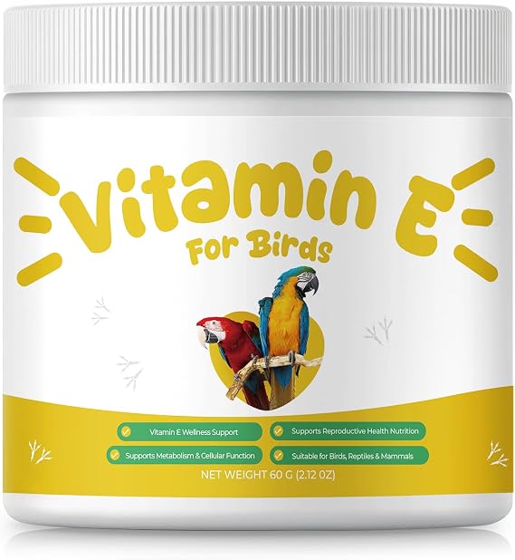 Vitamin E Supplement for Birds Powder Vitamin E Supports Feather Condition & Cellular Function, Daily Nutrition Support