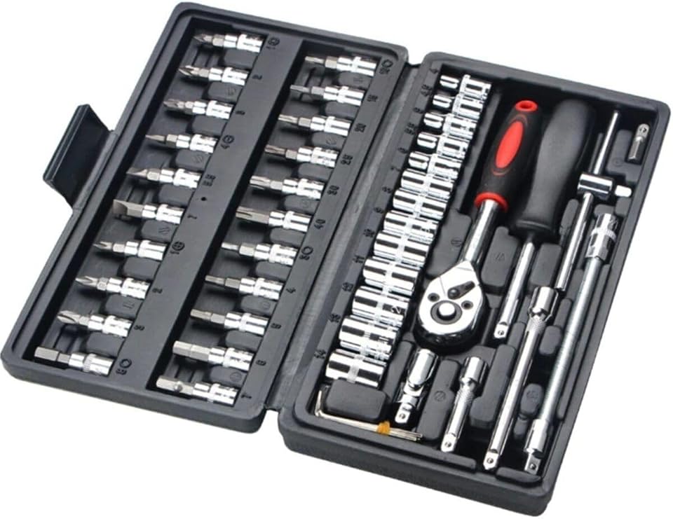 Depolife 46 Piece Mini Socket Set Automatic Ratchet 1/4" Wrench Set High Quality Combination Tool Set