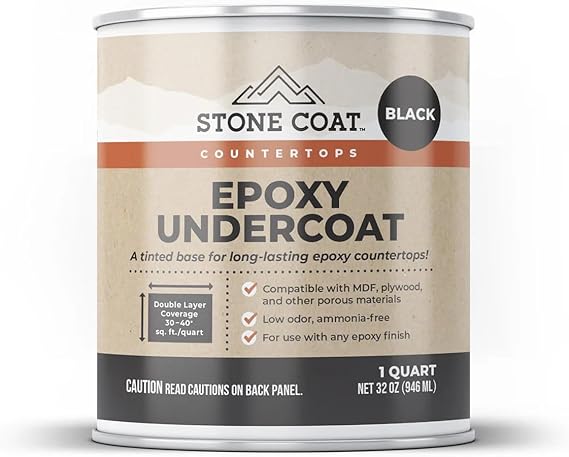 Stone Coat Countertops Epoxy Undercoat Black (1 Quart) for Bar Tops & More