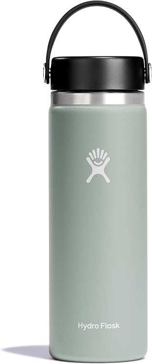 Hydro Flask Water Bottle - Insulated Stainless Steel - Wide Mouth Flex Lid, Non Spill, Leakproof and Refillable in 20 Oz Agave