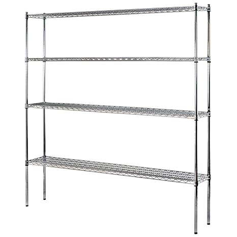 Sandusky Lee WS721274-C Industrial Welded Wire Shelving, 72" Width x 74" Height x 12" Depth, Chrome