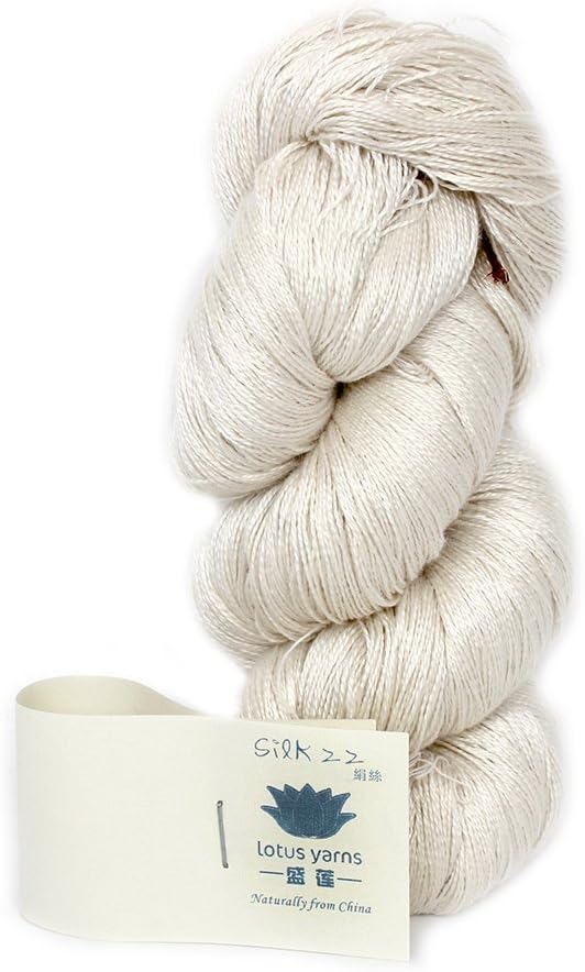Lotus Yarns Silk 22 Soft Shiny Lace Weight Yarn, Cool and Skin Friendly with its Breathable Character, Perfect for Summer Knitting and Crocheting Undyed Natural White 3.5oz