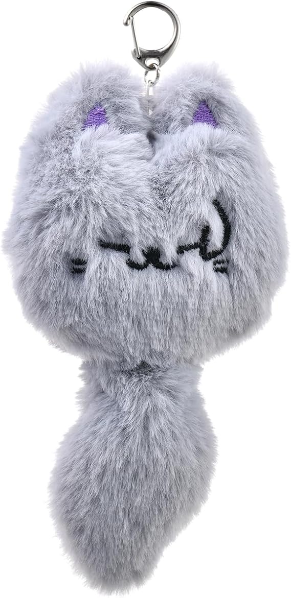 PUCAPOCO JJK Keychain Plush Geto Keychain Anime JJK Inspired Keyrings for Best Friend, Grey,white, 5.9''/7.1''