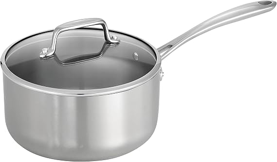 Tramontina Covered Sauce Pan Tri-Ply Clad (3 Qt) 80116/035DS | Induction-Ready Saucepan, Dishwasher-Safe, NSF-Certified