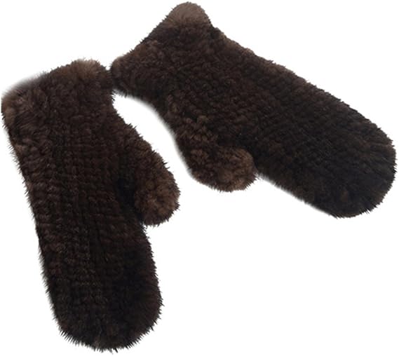 Valpeak Womens Winter Mittens Knitted Mink Fur Gloves Fingerless Arm Warmers Cold Weather Elasticity