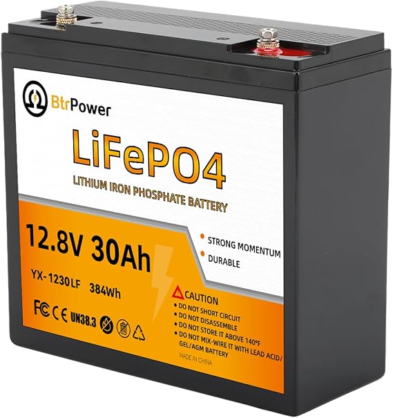 12 V 30 Ah LiFe PO4 Lithium B-attery, Built-in 30 A BMS | 4000+ Cycles,12 V 30 Ah LiFePO4 BatteryGreat for Trolling Motor, Power Wheelchairs, Replacement of 12 V 35 AH SLA Battery