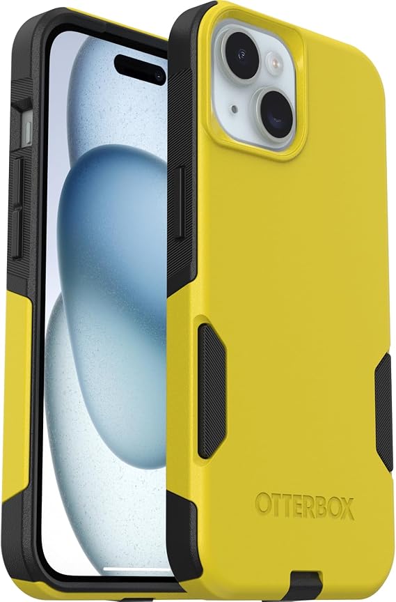 OtterBox iPhone 17e, iPhone 16e, iPhone 15, iPhone 14, iPhone 13 Commuter Series Case - Night Reverse (Yellow & Black), Slim & Tough, Pocket-Friendly, with Port Protection