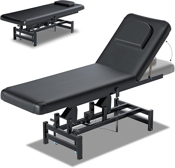 Electric Lift Professional Massage Table for Esthetician, Physical Therapy Table with Adjustable Backrest, PU Leather,for Treatment, Physical Therapy, Spa Facial Professional Massage, Tattoo(1500LBS)