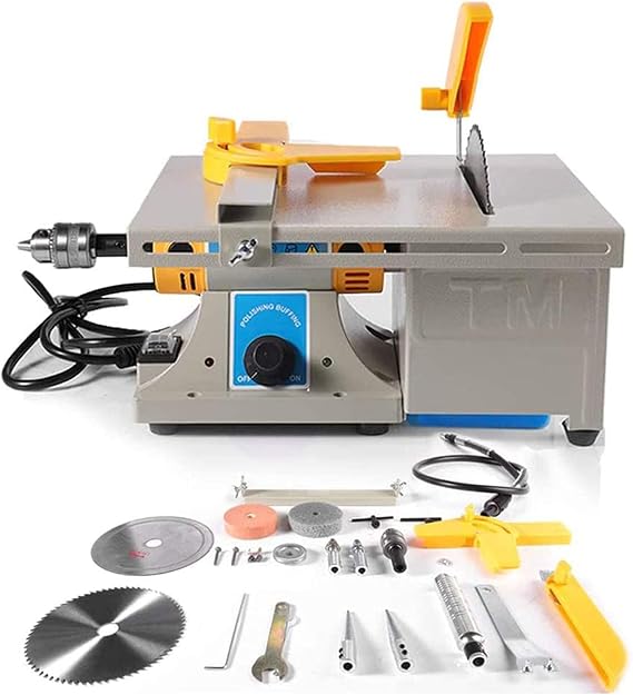 TOPCHANCES Mini Table Saws ,Multifunction Jewelry Rock Bench Polishing Grinding Machine Table Bench Lathe Benchtop Polisher Took Kit for DIY Jewelry Lapidary Equipment ,0-10000r/min 110V