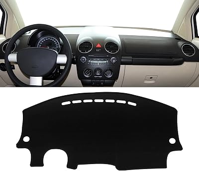 Dashboard Cover Dash Mat for VW New Beetle 2003 2004 2005 2006 2007 2008 2009 2010 2011,Sun Shade Pad Carpet Center Console Light-proof Mat Anti-Glare Accessories,ABlack Side, normal