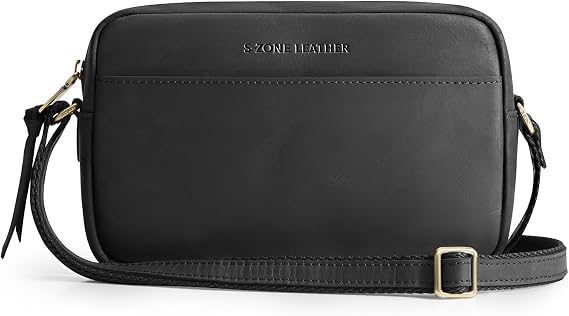 S-ZONE Crossbody Bags for Women Top Grain Leather Shoulder Handbags Camera Bag Purse Adjustable Strap Travel Daily Gift