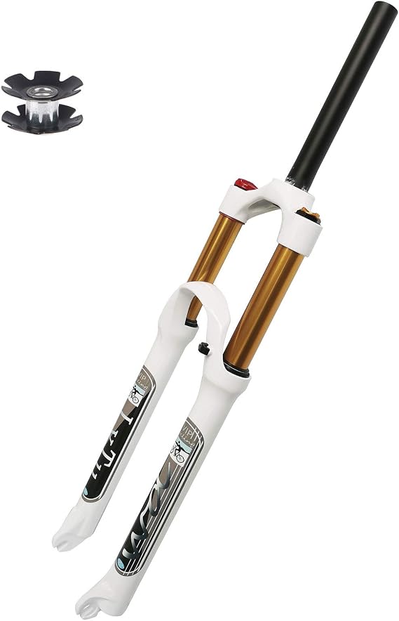 Suspension Air Front Fork 26 27.5 29 Inch 1-1/8" Lightweight Alloy 140mm Travel White Mountain Bike Forks