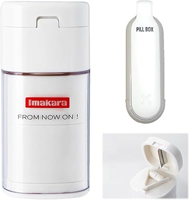 Pill Crusher Grinder & Cutter,4-in-1 Crushes Medicine Tablets into Fine Powder  with Storage Box,Brush & Cup Ideal for SmallLarge Pills,Seniors & Travel