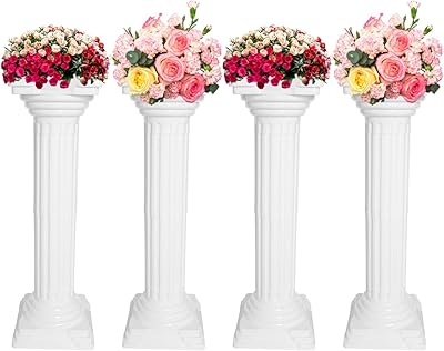 Gdrasuya10 Roman Pillars Stand 4 pcsset White Elegant Pillars Roman Doric Style Wedding Decorative Columns Party Flower Pot Columns Pedestal Stand Rack Holder