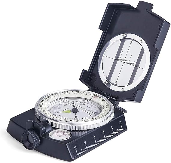 Multifunctional Compass, Metal Military Waterproof High Accuracy Compass with Map Measurer, Distance Calculator,Bubble Level Perfect for Outdoor Activities