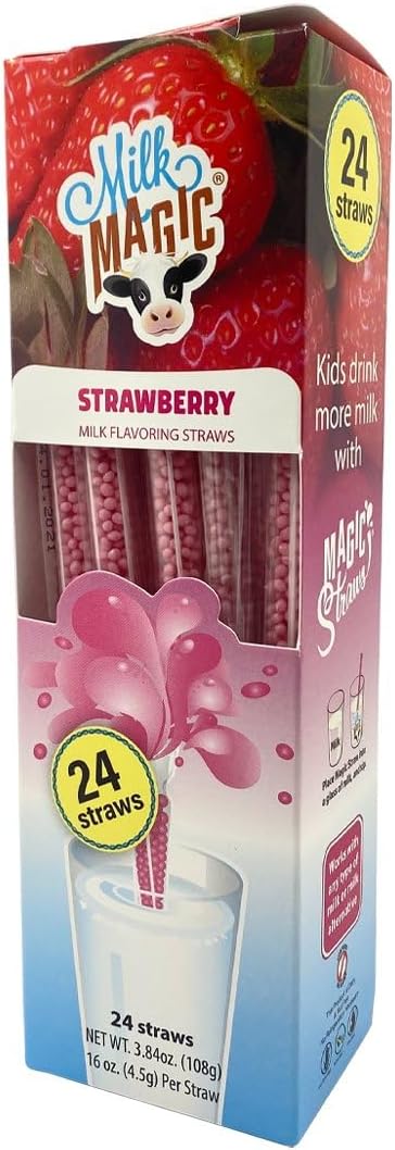Milk Magic Strawberry Milk Straws (Box of 24) Milk Flavoring Straws