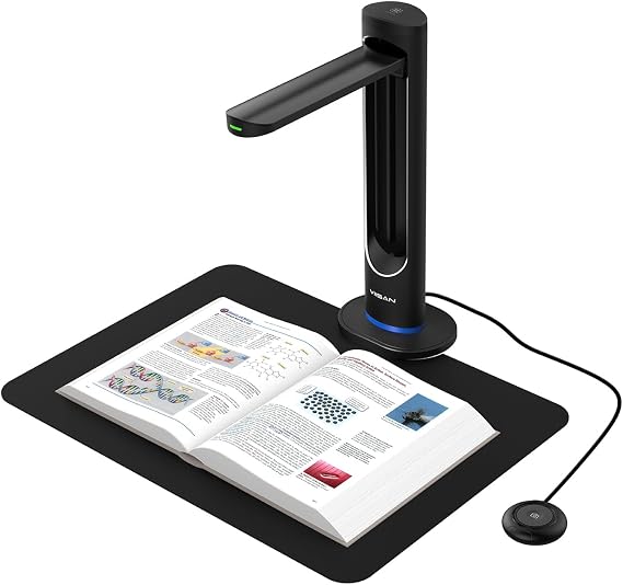 VIISAN K48 48MP Book Scanner & Document Camera, AI-Powered USB Camera with 600 DPI Used for Book Digitization, Archiving & OCR, Auto Page Smoothing, Laser Positioning, Windows/Mac