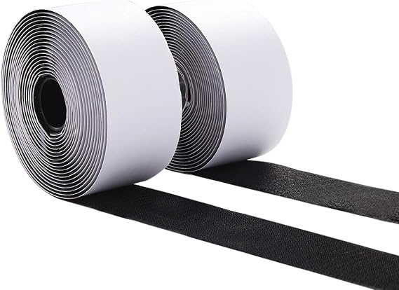 MYUREN 2 Inch Wide Hook and Loop Tape with Adhesive, Black, 15 Feet | Excellent Grip, Strong Adhesive Back, Nylon Self-Adhesive Fastener Strips for Fixing and Hanging, Home School and Office Use