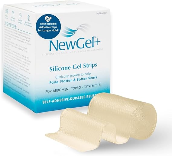 NewGel+ Medical-Grade Silicone Scar Treatment Roll, 2" x 24" by MyNewGel | For old & new scars, abdominal & surgical scars, clinical-grade, ultra thick, extra-wide silicone tape roll, made in USA