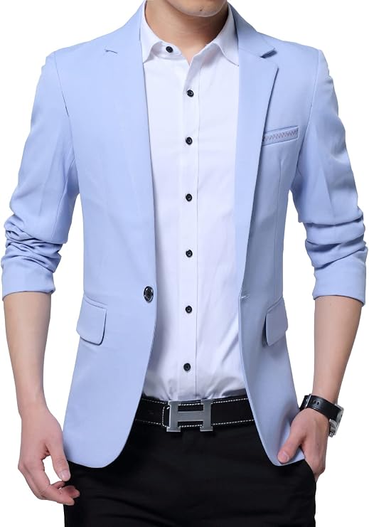 Men's Slim Fit One Button Casual Blazer Jacket