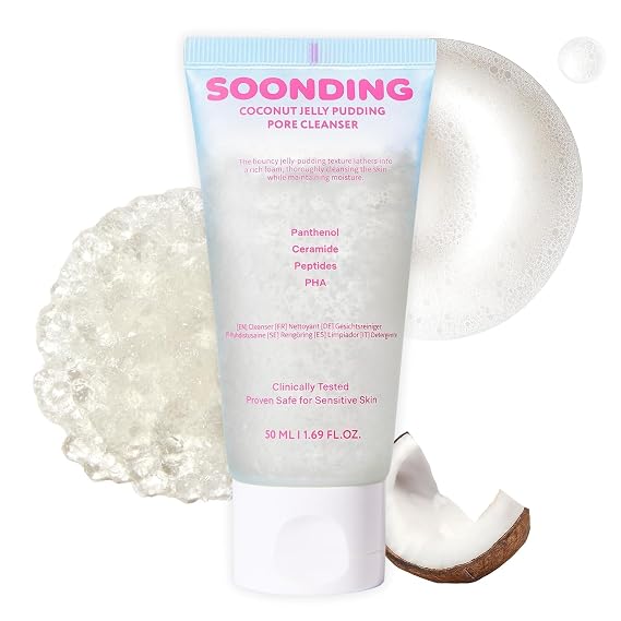 Coconut Jelly Pudding Cleanser | Deep Pore Cleansing & Gentle Exfoliation with Jelly-to-Foam Texture | Hydrating Face Wash with Panthenol, Ceramide & Peptides (50ml / 1.69 fl oz)