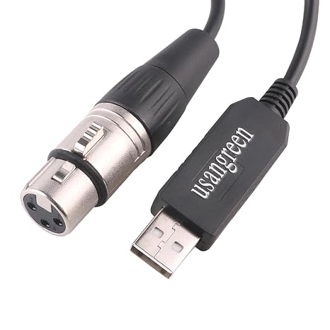USB to DMX512 Interface Cable FT232RNL DMX Controller Adapter 3 Pin XLR DMX Cable for Stage Lighting, Compatible with SoundSwitch, QLC+, Freestyler, DMXControl, USB to XLR DMX Interface (3.2ft)