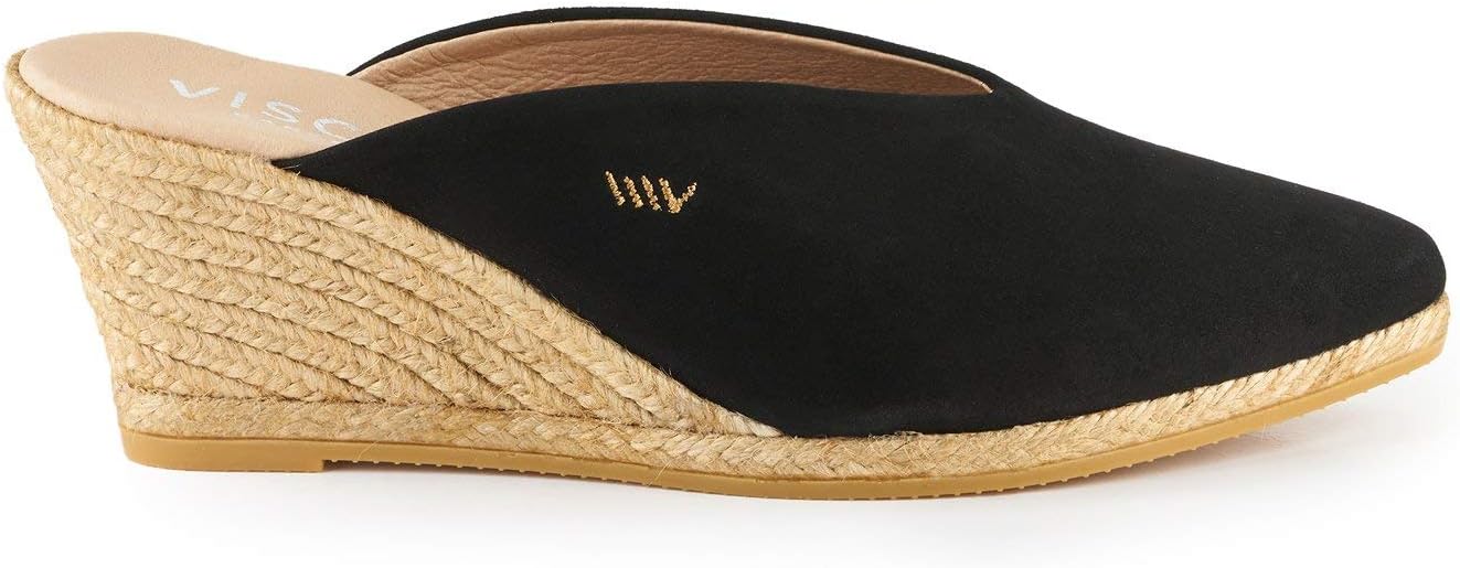 VISCATA Truja Suede Wedge Mule Handmade 2 12 Heel Women's Sandals with Breathable Cotton Canvas and 100% Natural Jute Midsole for All Casual Occasions