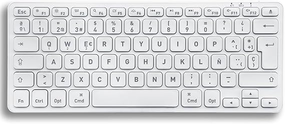 Perixx PERIBOARD-832MW Teclado Bluetooth para Mac - inalambrico retroiluminado - LED Blanco - Disposicion Espanola con N