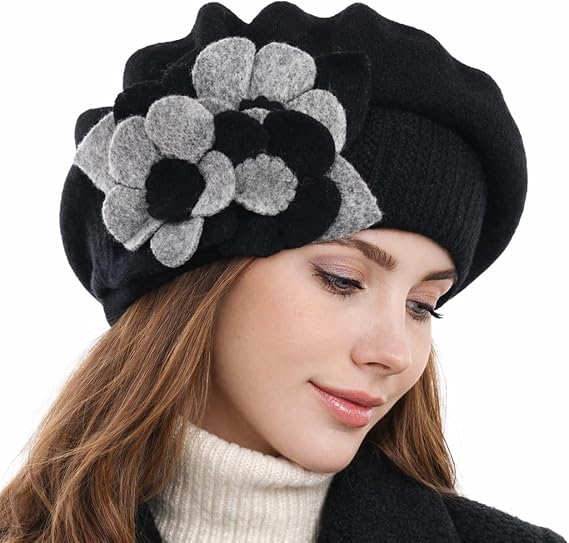 Lady French Beret 100% Wool Beret Chic Beanie Winter Hat HY023