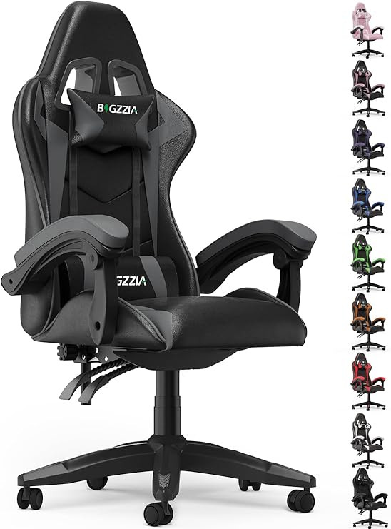 Bigzzia Gaming Chair Reclining PC Chair Ergonomic Design with Cushion
