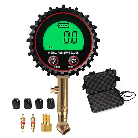 Digital Tire Pressure Gauge 255 PSI, Heavy Duty Accurate Tire Gauge 4 Settings for Car, Motorcycle, SUV, Bike Tires (PG-08)